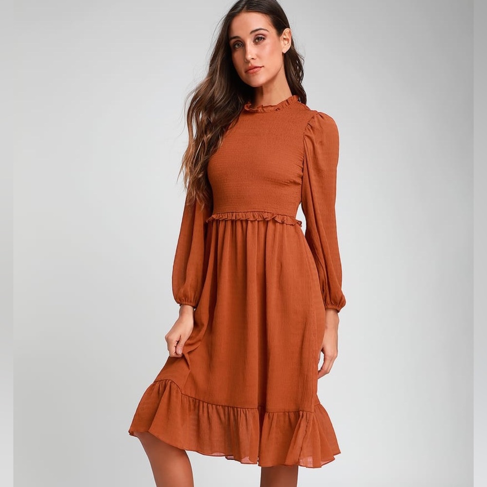 EUC Lulu’s Dress - burnt orange